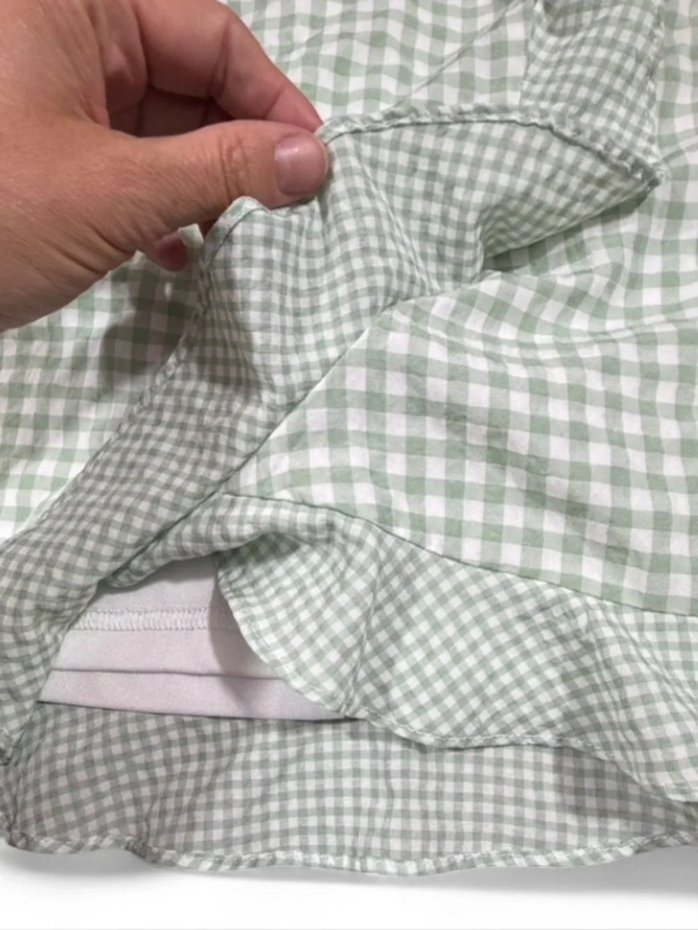 Altar'd State Sage Green Gingham Wrap Skirt Size Small Ruffle Hem Cottagecore